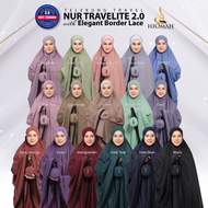 NUR TRAVELITE 2.0 SERIES by TELEKUNG HIQMAH Telekung Travel with Elegant Border Lace, Kompak, Ringan