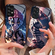 demon slayer Akaza 03 Glass Phone Case For Samsung Galaxy A16 A15 A25 A35 A55 A53 A54 A34 A14 A32 A5