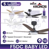DEKA KRONOS F5DC BABY LED 46Inch 5 Blades 7 Speed DC Motor Remote Control Ceiling Fan With Light Kipas Siling Syiling