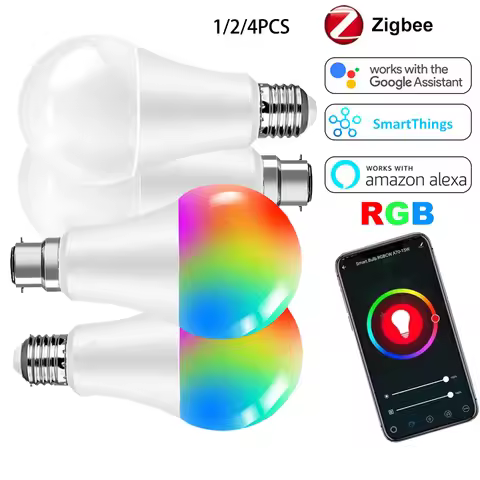 Zigbee 3.0 Compatible Smart Light Bulb E27 B22 15W RGB Color Changing Dimmable Works with Alexa Goog