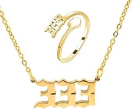 Angel Number Necklace, Dainty 18K Gold Plated Number 222 333 444 777 888 Necklace Pendants Choker Ne