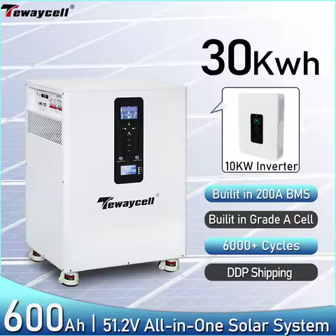 Tewaycell 20KWh 30KWh All in One LiFePO4 Battery 10KWh 15KWh 48V 51.2V Built-in 10KW Inverter AC230V