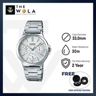 (2 Years Warranty) CASIO Women Analog Watch LTP-V300D-7A Silver Stainless Steel Band