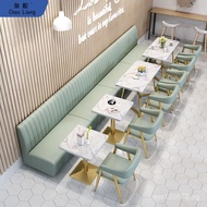 Western Restaurant Sofa Booth Leather Dessert Burger No Coffee Shop Combination Table and Chair Snac