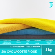 20s CVC Lacoste Pique | Kain Bahan Polo Shirt | 1 kg | Kategori Warna Sedang | Bahan Kaos Tumbuh Jay