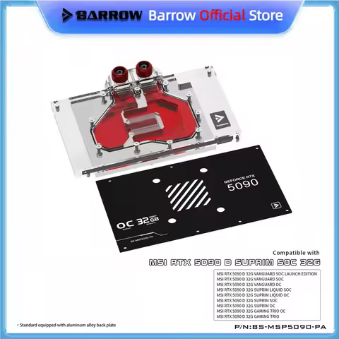 Barrow GPU Block For MSI RTX 5090 D SUPRIM LIQUID OC 32G , Video Card Water Cooler , LRC2.0 PC Cooli
