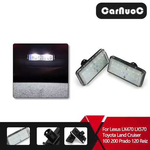 2x Canbus Led Number Plate Light 12V For Lexus LX470 LX570 Toyota Land Cruiser 100 200 Prado 120 Rei