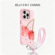 Stylish Cherry Glitter Aesthetic Casing Oppo Reno 15F 15 Pro Max A6T Pro 5G A6X 14F A3X A5 Pro A5I A