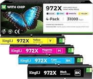 972X Ink Cartridges High Yield 4-Pack with chip Compatible Replacement for HP 972X 972A 972 use with