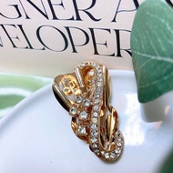 【西洋古董飾品】高級波曲華麗綻放花卉鑲嵌鑽 胸針胸章