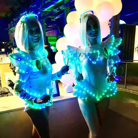 Women LED Costume Ladies Light Up Leotard Dancing Dress Holiday Event Dress