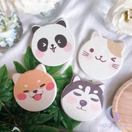 Natural Diatomite Earth Animal Cup Coaster, Shiba/Husky/Cat/Panda Coaster, Cute Coaster,Diatomite Co