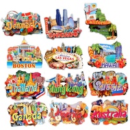 Wooden Fridge Magnet For Home Decoration Denmark Russia Australia Canada US Hawaii Barcelona Travel 