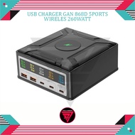 USB Charger Gan 868D 5ports Wireless 260watt / 868D 260W 5 Ports GAN Fast Charging Station with Wire