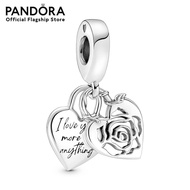 Pandora rose heart sterling silver double dangle