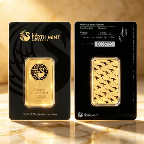 Australia Gold Bar 1oz/2.5g/5g/10g/20g/50g/100g Sealed Packaging Copper Bar 24k Gold Plated Bullion