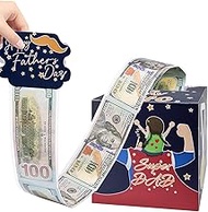 SietDESEO Fathers Day Money Box for Cash Gift Pull, Navy Blue Money Roll Gift Box Fathers Day Gift I