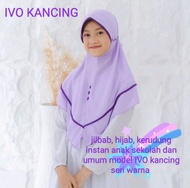 Jilbab, hijab, kerudung instan anak sekolah dan umum model IVO kancing ungu Muda