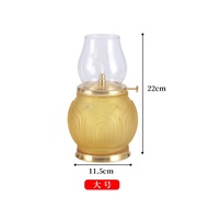 YQ25 Alloy Glass Oil Lamp Buddha Worship in Buddhist Hall Liquid Butter Lamp Adjustable Oil Lamp Indoor Home Pilot Lamp