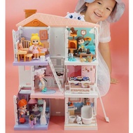 [Real picture with lights] Little Word dollhouse, bedroom and kitchen doll castle with tools and for