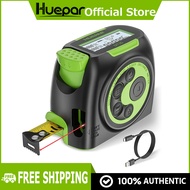Huepar 2-in-1 Laser Tape Measure 60M Rechargeable Laser Measurement Tool & 5M Measure Tape with Back