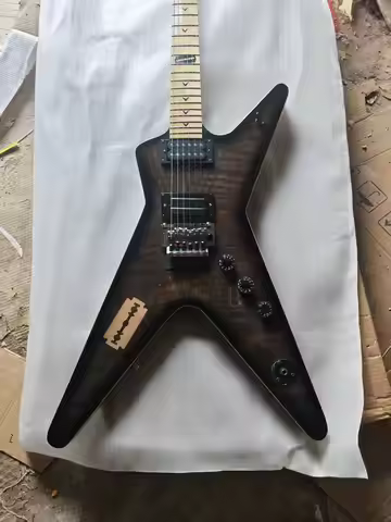6 String Electric Guitar Mahoney Body Black Inlay
