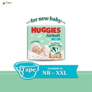 "HUGGIES AirSoft Tape Mega Pack - NB68/S58/M52/L44/XL38/XXL32 (1 Pack) | Lazada Malaysia Exclusive Deal"