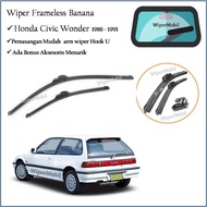 Wiper Frameless Banana Honda Civic Wonder 1986 1987 1988 1989 1990