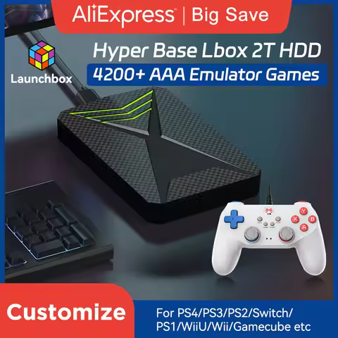 Launchbox 2T Game Hard Drive Disk for PS4/PS3/PS2/Wii/WiiU/GAMECUBE etc with 4200+ 3D/PC Games Porta