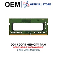 OEM 4GB / 8GB DDR4 3200MHZ / DDR5 4800MHZ SODIMM LAPTOPMEMORY / RAM