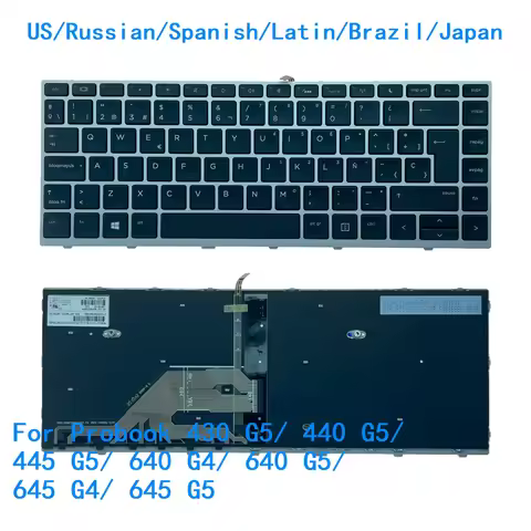 New US Russian Spanish Latin Brazil Japan Backlit Keyboard For HP Probook 430 G5/ 440 G5/ 445 G5/ 64