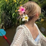 Korean Style Plumeria Flower Headwear Hairpin Plumeria Hairpin for Women Shark Clip Hair Accessories