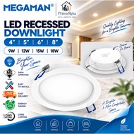 (SIRIM) MEGAMAN LED Recessed Downlight 4 5 6 8 Inch 9W 12W 15W 18W Driver On Board Rumah Lampu