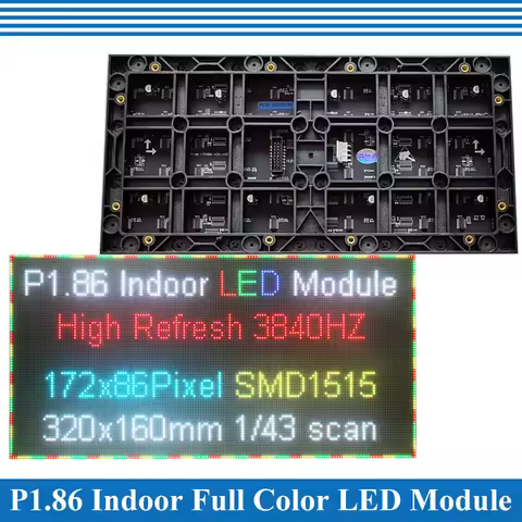 Indoor 320*160mm 172*86 Pixels 1/43 Scan P1.86 P1.53(208*104 Pixels, 1/52 Scan, SMD1212) Full Color 