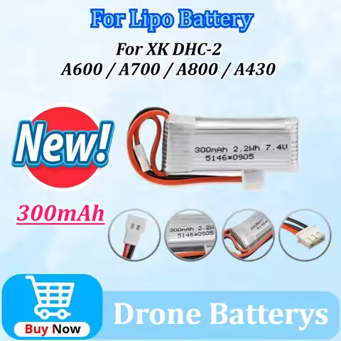 7.4V 300mAh 25C/35C 2S Lipo Battery for XK DHC-2 A600 A700 A800 A430 WLToys F959 RC Airplane RTF Rec