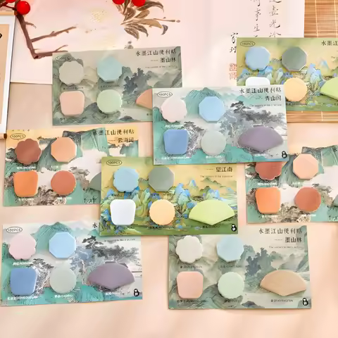 1/4pcs Simple Color Sticky Notes Retro Painting Series Mini Index Tag Stickers Memo Pad Self Adhesiv