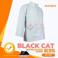 Baju Melayu Putih Sekolah Agama Kain Licin KOSHIBO School Uniform BLACK CAT TAIPING BC015