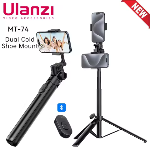 Ulanzi MT-70 Wireless Selfie Stick Tripod With Cold Shoe Bluetooth Remote Extendable for iPhone Smar