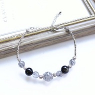 辟邪 提升金運 金曜石 黑髪晶 手鏈 天然石 財運 黑髮晶 水晶