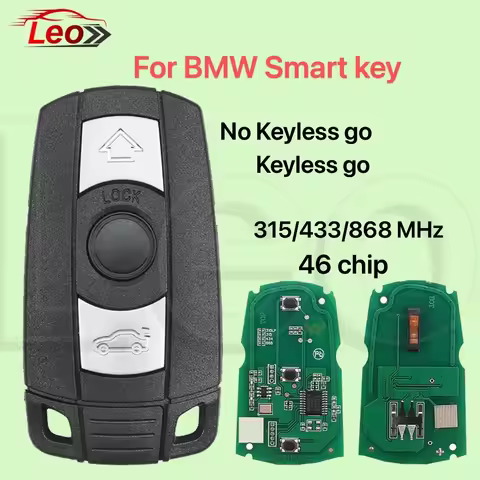 Leo Smart Key For BMW CAS3 1/3/5/7 Series X5 X6 E60 E61 E70 E71 E87 E90 Z4 315LP/315/433/868MHz ID:4
