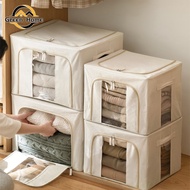 Green Home กล่องเก็บเสื้อผ้าขนาดใหญ่ กล่องใส่ผ้านวมพับได้ เปิดได้2ด้าน ผ้าลินิน กันน้ำกันฝุ่นทนต่อกา