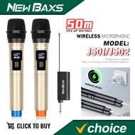 NEW BAXS Wireless Microphone UHF Dual Cordless Dynamic Mic System with Rechargeable Receiver for karaoke Singing Dj Microphone