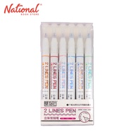 2 Lines Pen FD3001 Assorted Colors 6's - School & Office Supplies