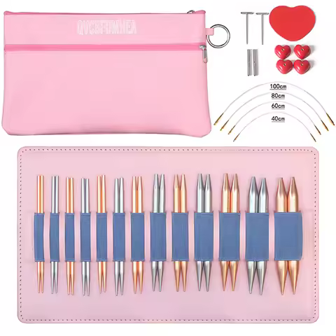 1 Set of 39Pcs of Sweater Needles Two-Color 10cm Alumina Removable Circular Needles 3.0-10.0mm 13 Ca