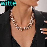 WITTE Colorful Necklace, Exaggerate Elegant Beaded Necklace, Women Trend Double-layer Irregular Jewe