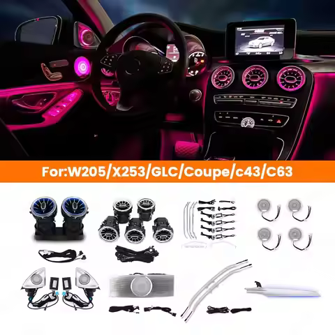 LED 64 Colours Speaker Cover Decorative Lamp Part For Mercedes Benz W205 X253 GLC Coupe C43 C63s Car