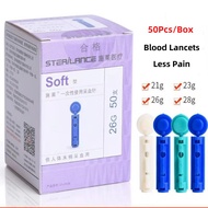 SteriLance 50Pcs 21G/23G/26G/28G Blood Lancet/Needles/Jarum Diabetic for Glucose Blood Test,Cupping 