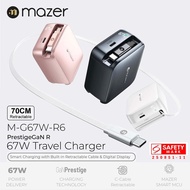 Mazer M-G67W-R6 PrestigeGaN R 67W GaN Wall Charger with Retractable USB-C Cable