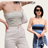 HCMC EXPRESS 3D patterned foam tube top with embedded waist summer short crop top AK101
