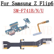 Charging Port Board For Samsung Z Flip6 F741B F741N F741U Fingerprint Sensor Connector LCD Motherboa